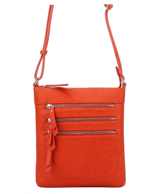Crossbody Purse Bag Triple Zipper WU093 CARROT